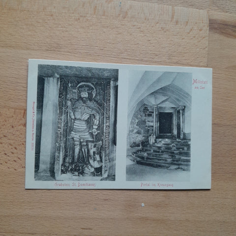 AK Millstatt am See. Grabstein St. Domitianus. Portal im Kreuzgang.