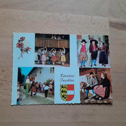 AK Kärntner Trachten. Volkstanz in Bad Kleinkirchheim. Rosentaler Trachten. Kufenstechen in St. Stefan/Gail. Trachten aus Bad Kleinkirchheim.