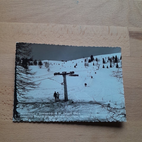 AK Wintersport und Sommerfrische St. Oswald Sessellifte Brunach Bad Kleinkirchheim.