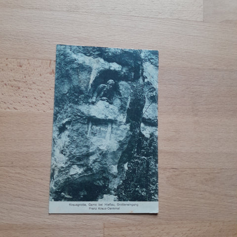 AK Gams bei Hieflau. Krausgrotte. Grotteneingang Franz-Kraus Denkmal.