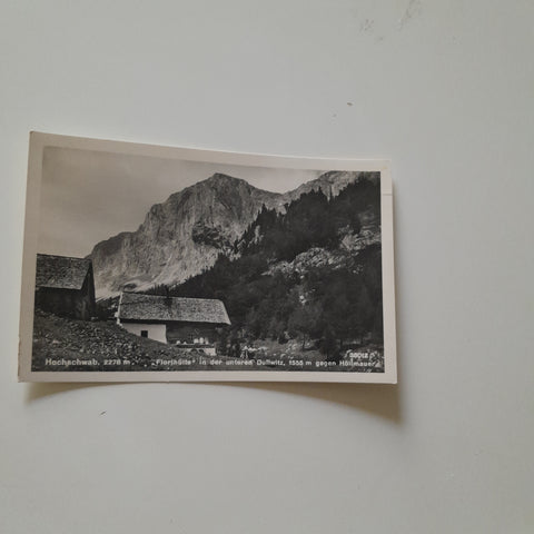 AK Hochschwab. Florlhütte in der Dullwitz gegen Höllmauer.