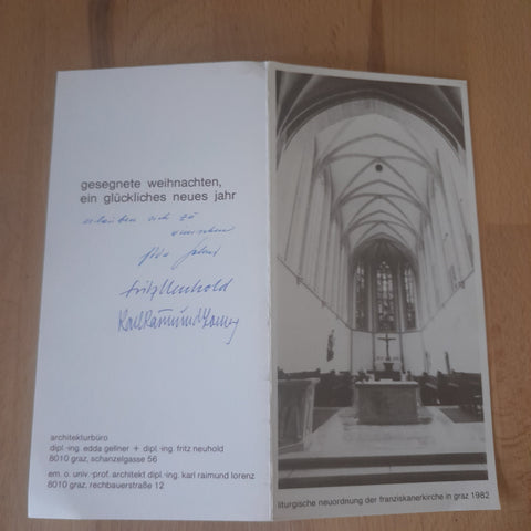 Billett Liturgische Neuordnung der Franziskanerkirche in Graz 1982.