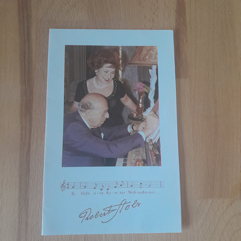 Billett Robert Stolz. Mit Weihnachtsgrüßen von Enzi Stolz.