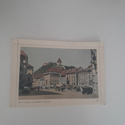 Bildkartenbrief Graz Hauptplatz mit Schloßberg.