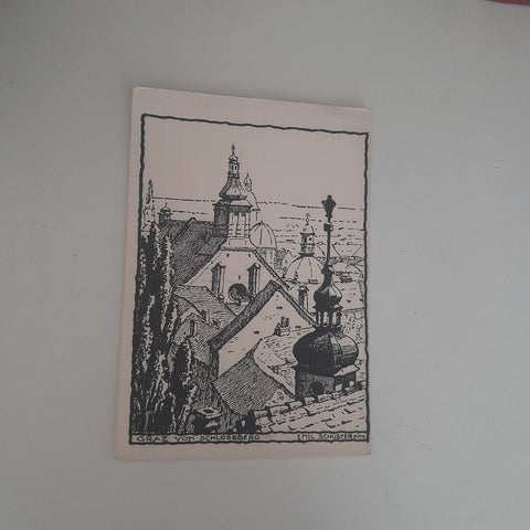 AK Graz vom Schlossberg. Emil Schuster pinx.