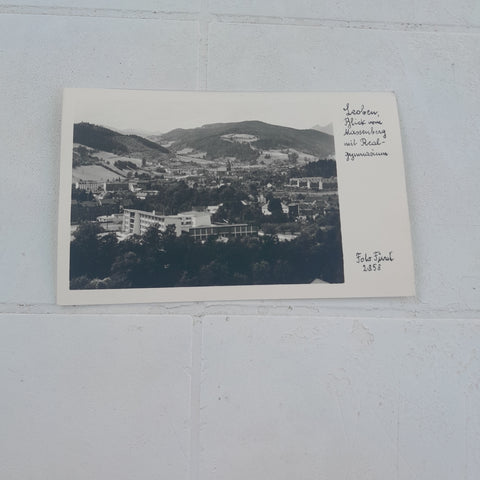 AK Leoben Blick vom Massenberg mit Realgymnasium.