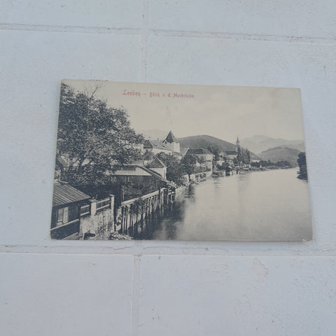 AK Leoben - Blick v.d. Murbrücke. (1900)