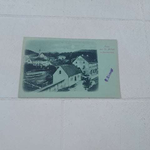 AK Gruss aus St. MIchael in Obersteiermark. (Mondscheinkarte)