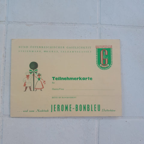 Teilnehmerkarte Bund Österreichischer Gastlichkeit Steiermark.