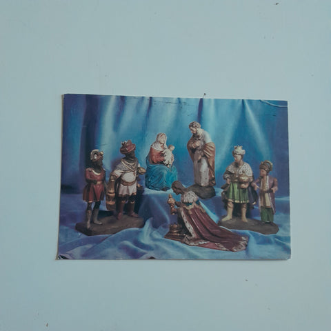 AK Anbetung der Könige. Krippenfiguren sudetendeutscher Holzschnitzer, 19. Jh.