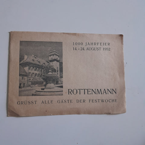 Programm 1000 Jahrfeier 14.-24. August 1952. Rottenmann Grüsst alle Gäste der Festwoche.