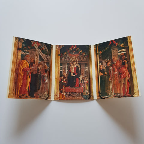 3teilige AK Verona Basilica di S. Zeno. Trittico del Mantegna.