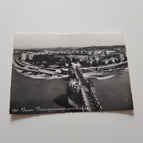 AK Verona Visione panoramica e ponte Scaligero.