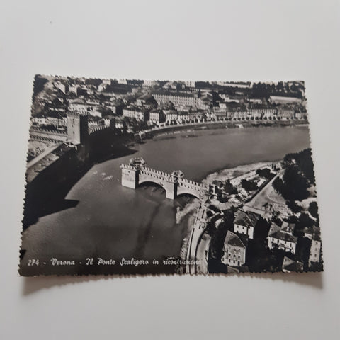AK Verona Il Ponte Scaligero in ricostruzione.