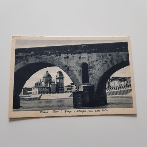 AK Verona. Chiesa S. Giorgio e dettaglio Ponte della Pietra.