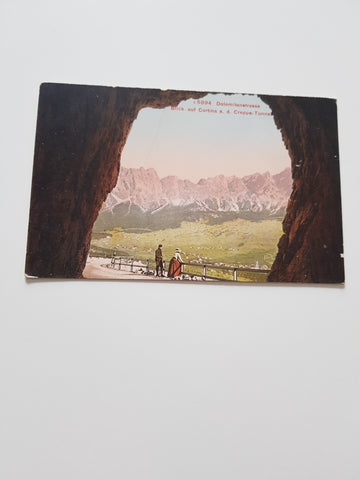 AK Dolomitenstrasse. Blick auf Cortina a. d. Creppa-Tunnel.