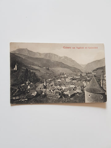 AK Eisenerz vom Vogelbichl mit Kaiserschild. (1903)