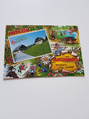 AK Modriach - Winkel. Fröhliche Grüße und Kurzbericht aus Zeitmangel. Alpengasthof Hoiswirt. Familie Gruber. Modriach 161.