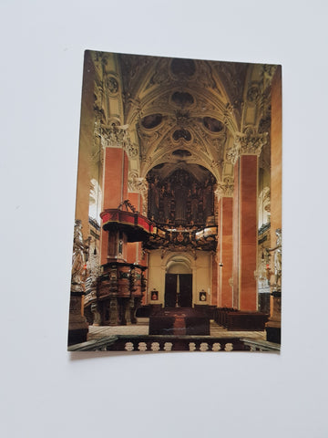 AK Wallfahrtskirche Mariazell. Kirchenschiff mit Kanzel und Orgel.