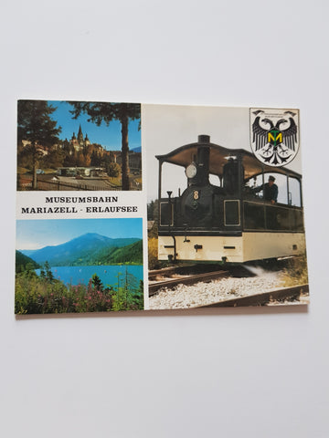 Werbe-AK Museumsbahn Mariazell-Erlaufsee.