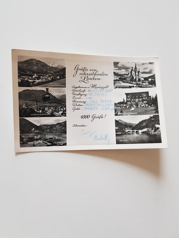 AK Mariazell. Grüße von schreibfaulen Leuten. (1957)