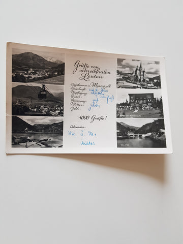AK Mariazell. Grüße von schreibfaulen Leuten. (1956)
