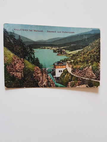 AK Walstern bei Mariazell -Stauwerk und Hubertussee. (1918-19)