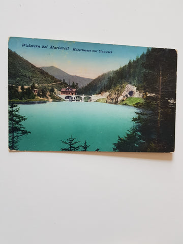 AK Walstern bei Mariazell. Hubertussee mit Stauwerk. (1914-15)