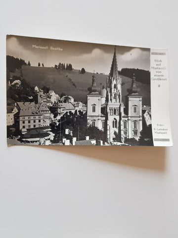 AK Blick auf Mariazell von einem Großkran.