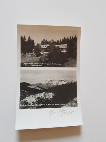 AK Bruggrabers Gasthaus. Roseggers Waldheimat. (1935)