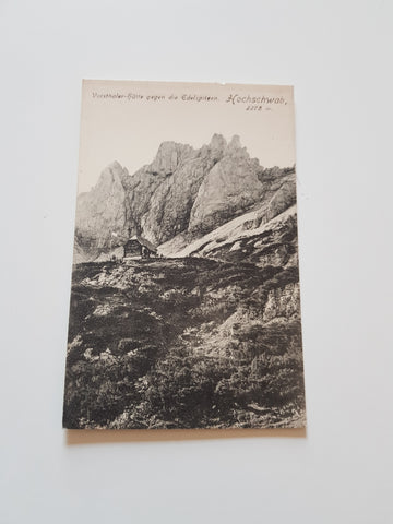 AK Voisthaler-Hütte gegen die Edelspitzen. Hochschwab. (1912)