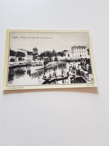 AK Caorle - Partenza del Vaporetto per Portogruaro. 1. Cartoline d'epoca. Anno 1918.