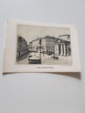 Fragment eines Billetts Trieste: Piazza della Borsa. (da una incisione dell'800)