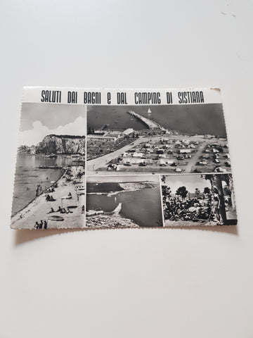AK Saluti dai Bagni e dal Camping di Sistiana.