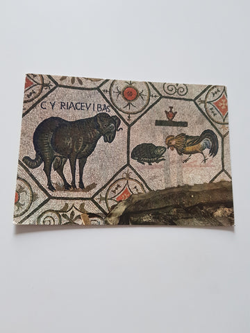 AK Aquileia. Basilica Cripta degli scavi. L'Ariete con l'acclamazione e la lotta del gallo con la tartaruga.