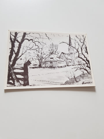 AK Wagrain. Kirche und Joseph Mohrschule. (nach Aquarell Akad. Maler E. Exner.
