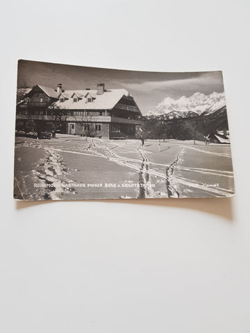 AK Rohrmoos. Gasthaus Moser Berg u. Skiliftstation.