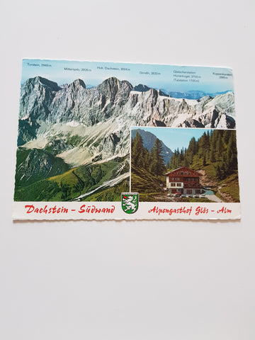 AK Dachstein-Südwand. Alpengasthof Glös-Alm.