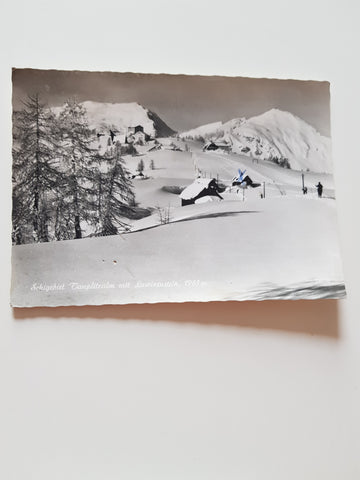 AK Schigebiet Tauplitzalm mit Lawinenstein. (1967)