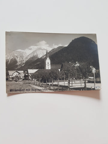 AK Mitterndorf mit Lawinenstein. (1912)