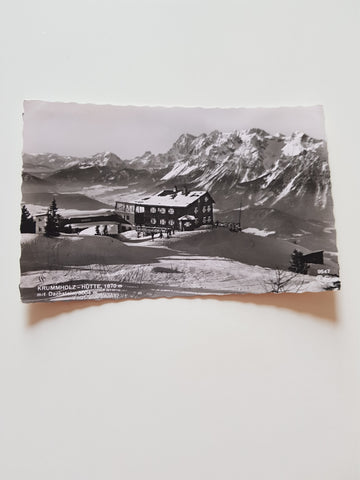 AK Krummholz-Hütte mit Dachstein.