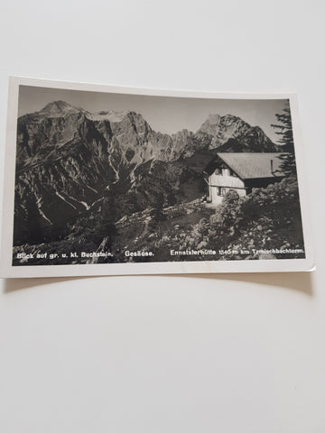 AK Blick auf gr. u. kl. Buchstein Gesäuse. Ennstalerhütte am Tamischbachturm. (1934)