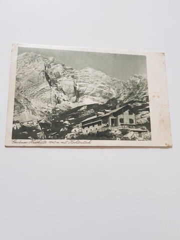 AK Gesäuse: Hesshütte mit Hochtorstock. (1922)