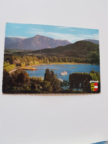 AK Klagenfurt-See mit Strandbad und Sender Klagenfurt.