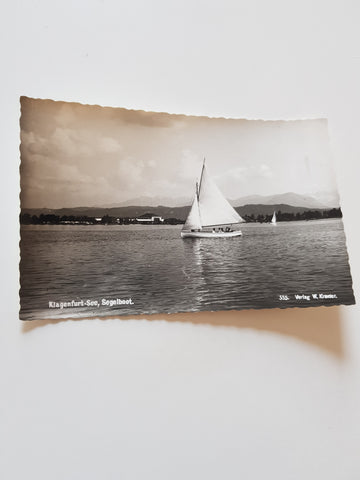 AK Klagenfurt See Segelboot.