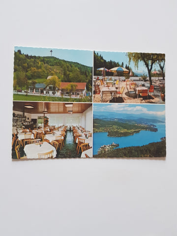 AK Keutschach am See. Pension Cafe Restaurant Karawankenblick. Inh. J. Schaschl.