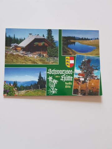AK Afritz. Verditz. Schwarzsee-Hütte. Familie Pirker.