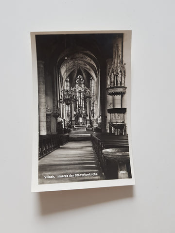 AK Villach. Inneres der Stadtpfarrkirche. (1928)