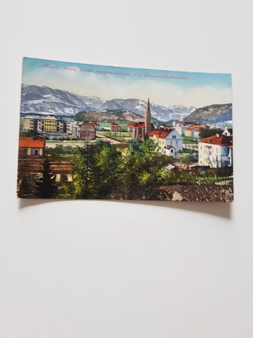 AK Villach. Evang. Kirche, Bürgerschule und K. K. Kunsthandwerkerschule. (1915)