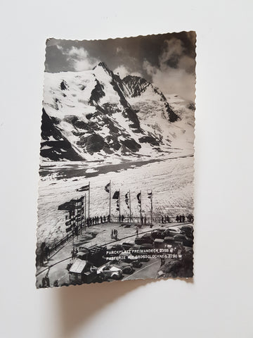 AK Parkplatz Freiwandeck Pasterze mit Grossglockner.